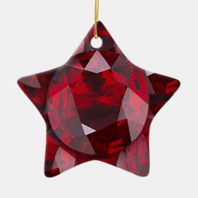 ROTE GRANATS-EDELSTEINE JANUAR BIRTHSTONE KERAMIKORNAMENT (Vorne)