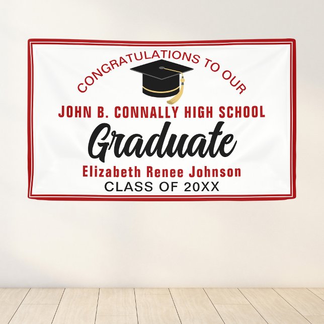 Rote Gratulations Absolvent Individuelle Party Banner (Von Creator hochgeladen)