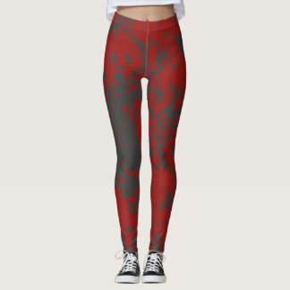 Rote Graue Lustige Bunte Malen Leggings