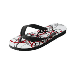 Rote, graue und schwarze Kreise Kinderbadesandalen