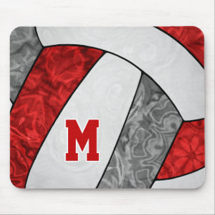 rote graue weiße Volleyball-Mannschaftsfarben Mädc Mousepad