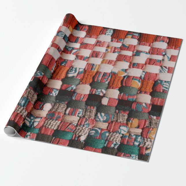 ROTE GREEN- UND BLAUTEXTIL GESCHENKPAPIER (Ungerollt)