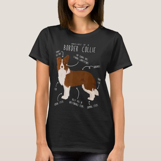 Rote Grenze Collie Anatomie Niedlich Hunde Mama Va T-Shirt (Vorderseite)