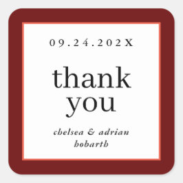 Rote Grenze Wein Einfache Gastgeschenk Hochzeit Quadratischer Aufkleber