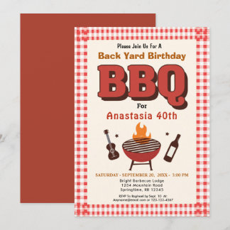 Rote GRILLEN Barbecue Country Western BackYard Geb Einladung