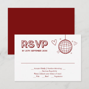 Rote Groovy Retro-Hochzeitsmenü-Auswahl RSVP-Karte RSVP Karte