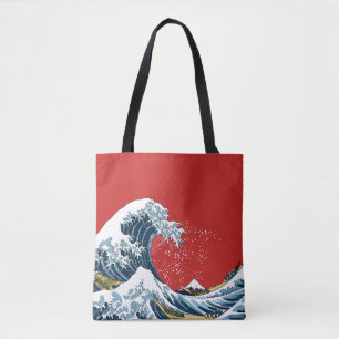 Rote Große Welle vor Kanagawa Moderne Pop Art Tasche