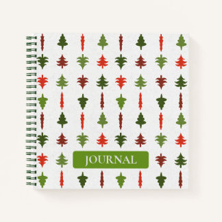 Rote + Grüne Bäume auf Weißem Tagebuch 8,5" X 8,5"