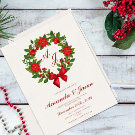 Rote Grüne Berries und Poinsettia Weihnachtshochze