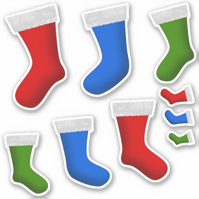 Rote, grüne, blaue Weihnachtsferien-Strümpfe Aufkleber (Vorderseite)