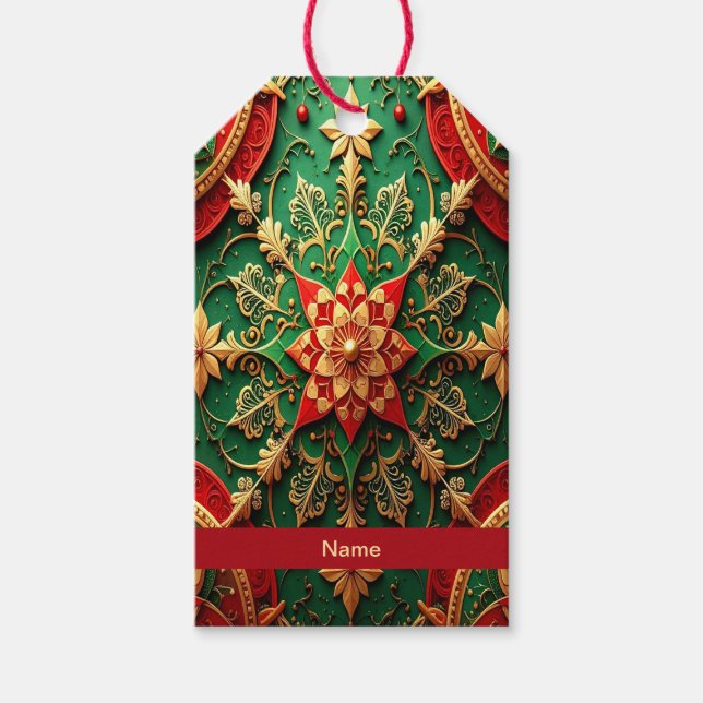 Rote Grüne Dekorative Weihnachtsgeschenk-Anhänger Geschenkanhänger (Vorderseite)