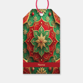 Rote Grüne Dekorative Weihnachtsgeschenk-Etikette Geschenkanhänger