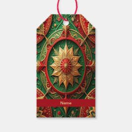 Rote Grüne Dekorative Weihnachtsgeschenk-Etikette Geschenkanhänger