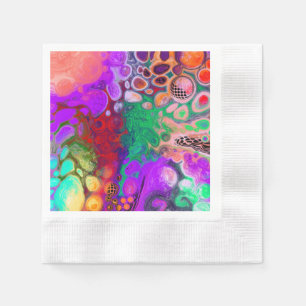 Rote, grüne, Lila, farbenfrohe digitale Fluid Art Serviette
