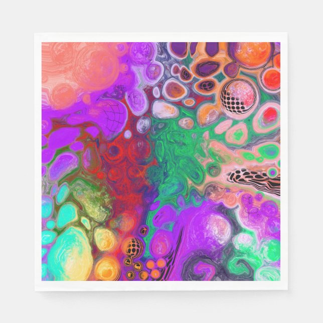 Rote, grüne, Lila, farbenfrohe digitale Fluid Art Serviette (Vorderseite)