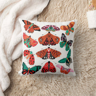Rote grüne Motte und Schmetterling Kissen