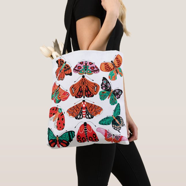 Rote grüne Motte und Schmetterling Tasche (Von Nahem)