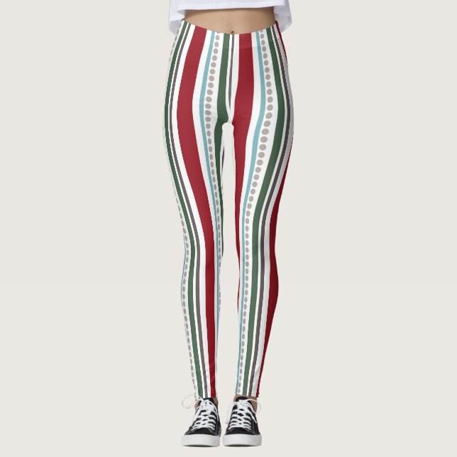 Rote/grüne Multistreifen Leggings (Vorderseite)