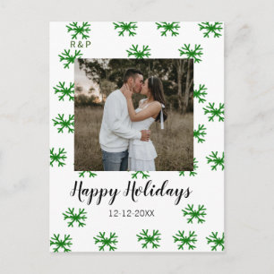 rote grüne Schneeflocken Text Foto frohe Weihnacht Postkarte