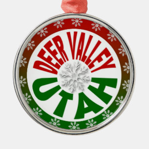 Rote grüne Schneeflockeverzierung Deer Valley Utah Silbernes Ornament