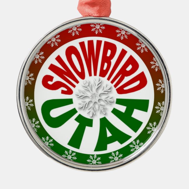 Rote grüne Schneeflockeverzierung Snowbird-Utahs Silbernes Ornament (Vorne)