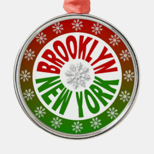 Rote grüne Verzierung Brooklyns New York Ornament Aus Metall