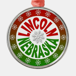 Rote grüne Verzierung Lincolns Nebraska Silbernes Ornament