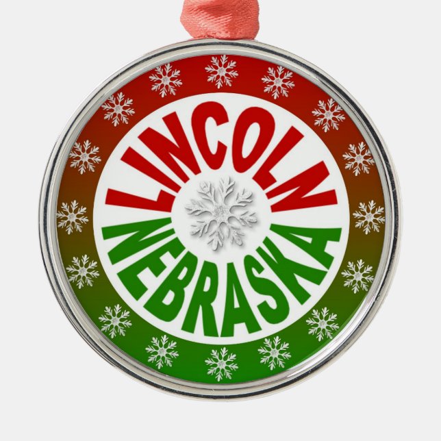 Rote grüne Verzierung Lincolns Nebraska Silbernes Ornament (Vorne)