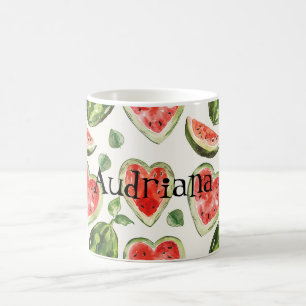 Rote Grüne Wassermelonen-Herzen Kaffeetasse