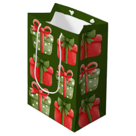 Rote, grüne Weihnachtsgeschenke Grüne mittelgroße  Mittlere Geschenktüte