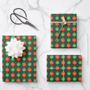 Rote Grüne Weihnachtskugeln Festive Xmas Geschenkpapier Set