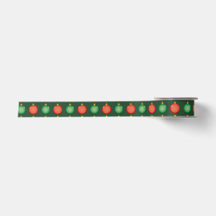 Rote grüne Weihnachtskugeln Festive Xmas  Satinband