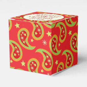 Rote grüne Weihnachtsstern-Paisley-Geschenkboxen Geschenkschachtel