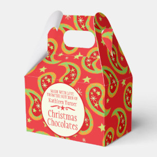 Rote grüne Weihnachtsstern-Paisley-Geschenkboxen Geschenkschachtel