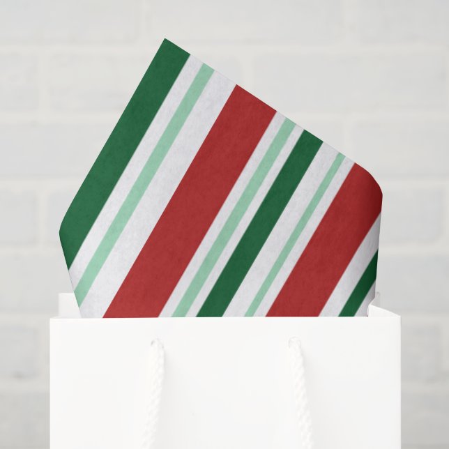 Rote, grüne, weiße Weihnachtsstreifen Seidenpapier (Geschenktüte)
