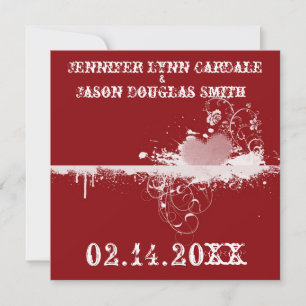 Rote Grunge Herzlich Valentine's Hochzeitseinladun Einladung