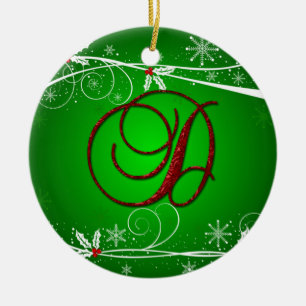 Rote Grüntöne Heily Initial D Christmas Ornament