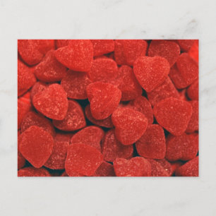 Rote Gummibärchen-Herzen Postkarte