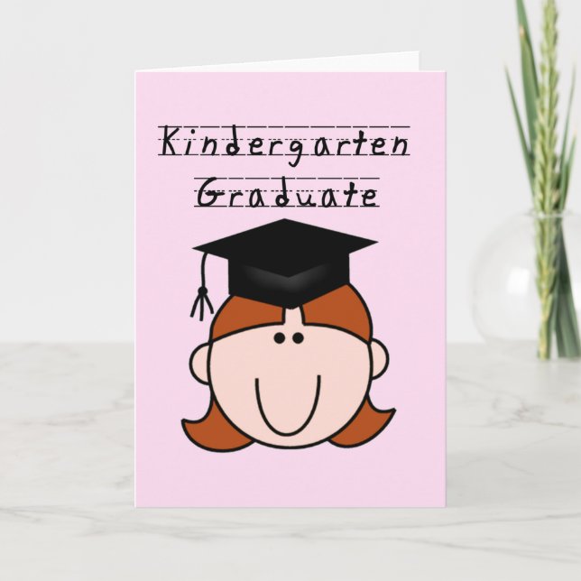 Rote Haar-Mädchen-Kindergarten-Absolvent-T-Shirts Karte (Vorderseite)