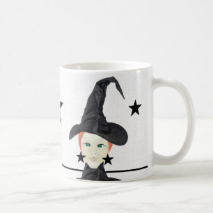 Rote Haarbauke, grüne Augen, schwarze Sterne Kaffeetasse