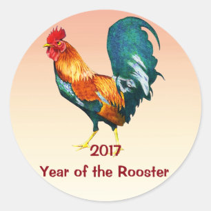 Rote Hahn-Aufkleber des Neujahrsfest-2017 Runder Aufkleber
