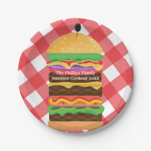 Rote Hamburger Sommer-Cookout-Barbecue-Party Benut Pappteller