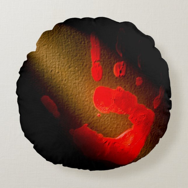 Rote Hand drucken Rundes Kissen (Vorderseite)