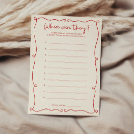 Rote Hand gezogen Wo waren sie Brautparty-Karte Einladung