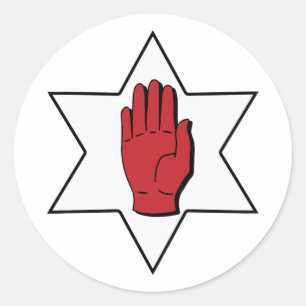 Rote Hand von Ulster Runder Aufkleber