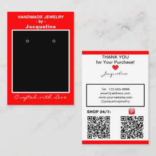 Rote handgefertigte Schmuck-Ohrringe mit QR-Codes Visitenkarte