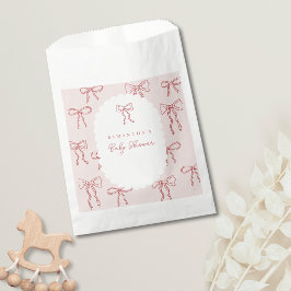 Rote handgezeichnete Boho-Schleifen Rosa Baby-Part Geschenktütchen