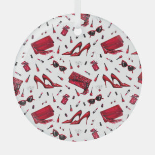 Rote Heelse, Modeaccessoires Muster. Ornament Aus Glas
