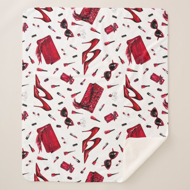 Rote Heelse, Modeaccessoires Muster. Sherpadecke (Vorderseite)