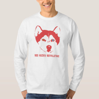 Rote heisere Revolutions-weiße lange Hülse T T-Shirt